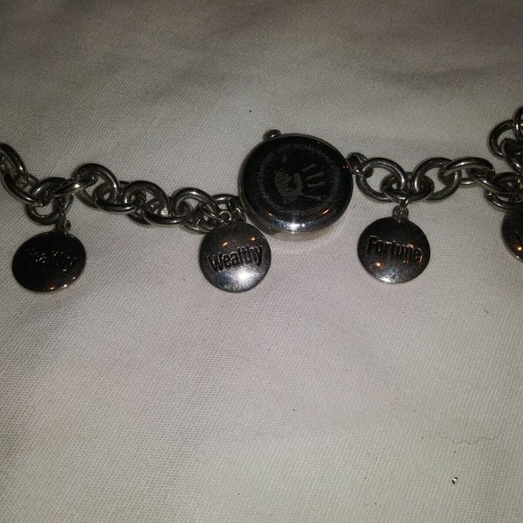 LADIES MUDD CHARM BRACELET ROUND FACE WRISTWATCH CA 00608 main image 8